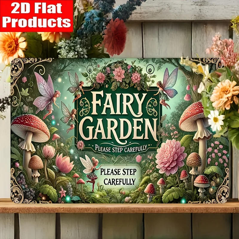 1pc Fairy Mushroom Tin Sign - Vintage Metal Wall Art Suitable for, Day, Christmas, Thanksgiving & Munich Beer Festival - Enchant