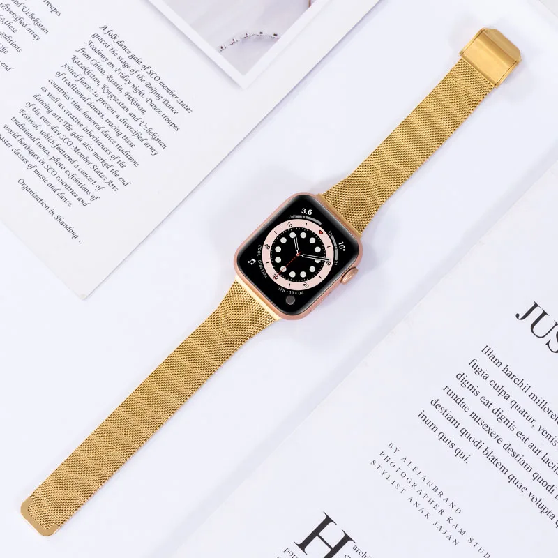 Slim Strap For Apple Watch Band 44mm 40mm 45mm 41mm 38mm 42mm Watchband Meatl Bracelet For iWatch Series 12 11 3 4 5 6 se 7 Band