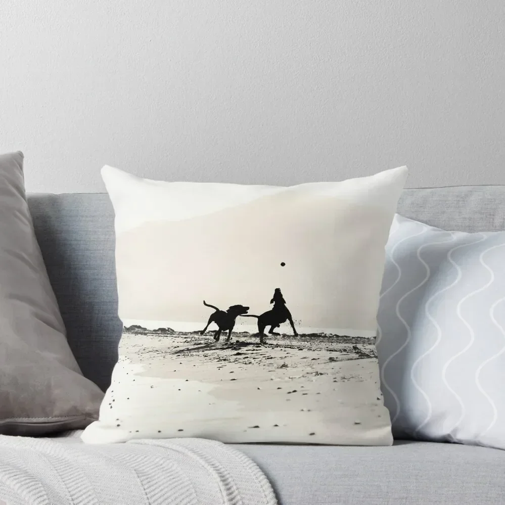 

Dogs playing on the beach Throw Pillow luxury covers Sitting Cushion Couch Cushions Bed pillowcases pillow