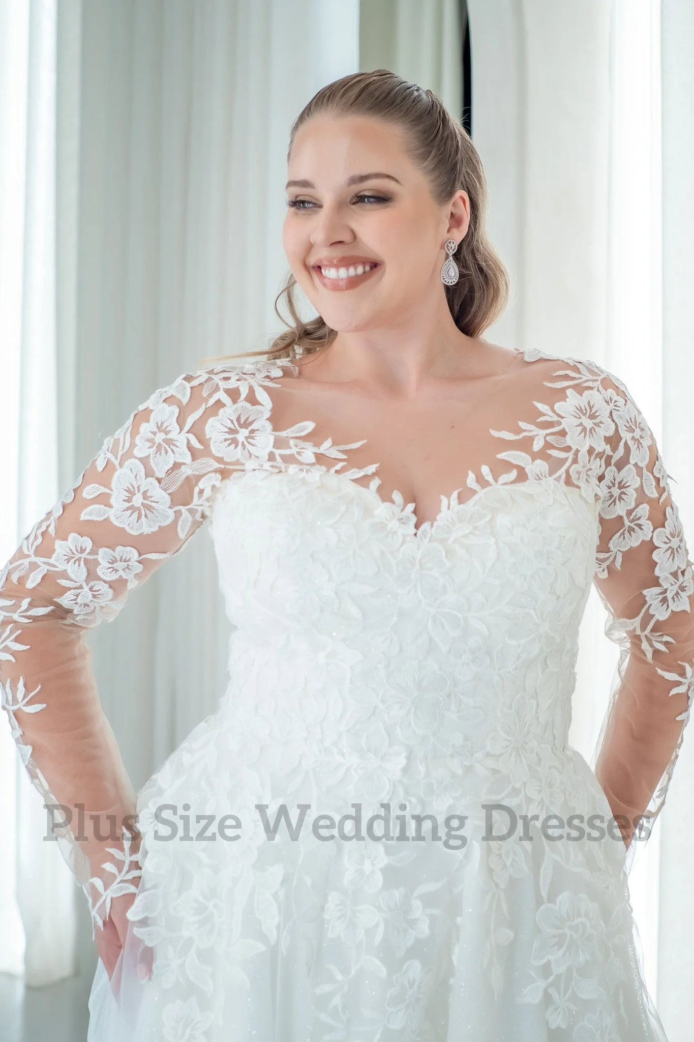 ANGEL Full Sleeves Long Bride Dress Ivory Tulle Wedding Dresses 2026 Lace Applique Elegant Bridal Gowns Vestidos De Novia Custom