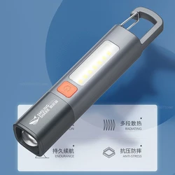 Outdoor Flashlight Portable Strong Light Variable Focus with Floodlight Side Lights Long Range LED Lamp Emergency Tools