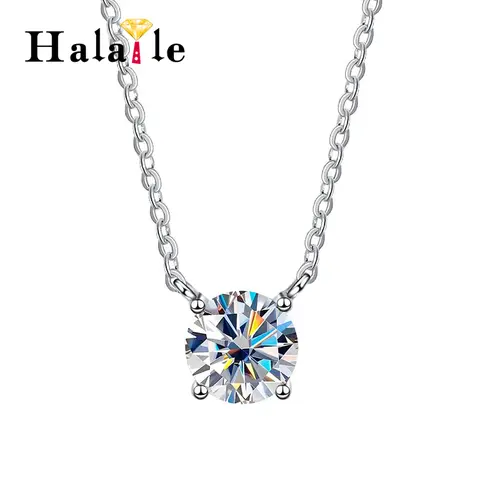 Halaile D 컬러 Moissanite S925 스털링 실버 펜던트 목걸이 GRA 트렌디 파인 쥬얼리 넥 체인 여성을위한 반짝 이는 선물