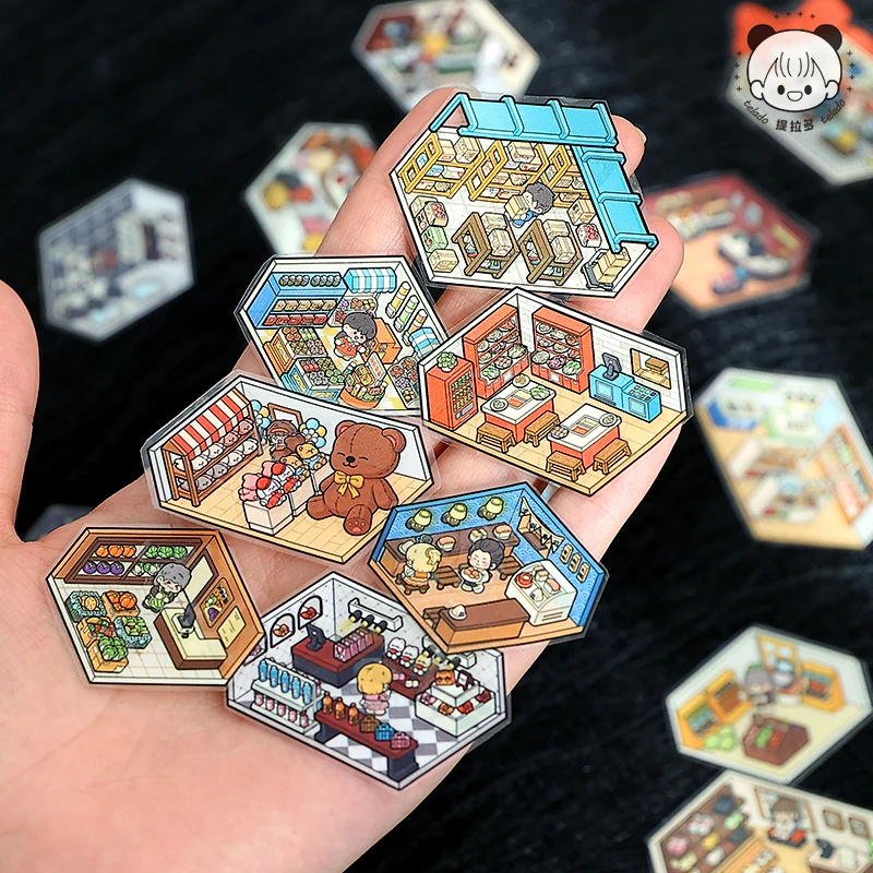 30 ورقة/حقيبة سعة كبيرة مصغرة ديوراما كتاب ملصقات لمكتب الإجهاد الإغاثة DIY بها بنفسك سجل القصاصات جراب هاتف دفتر ديكورا