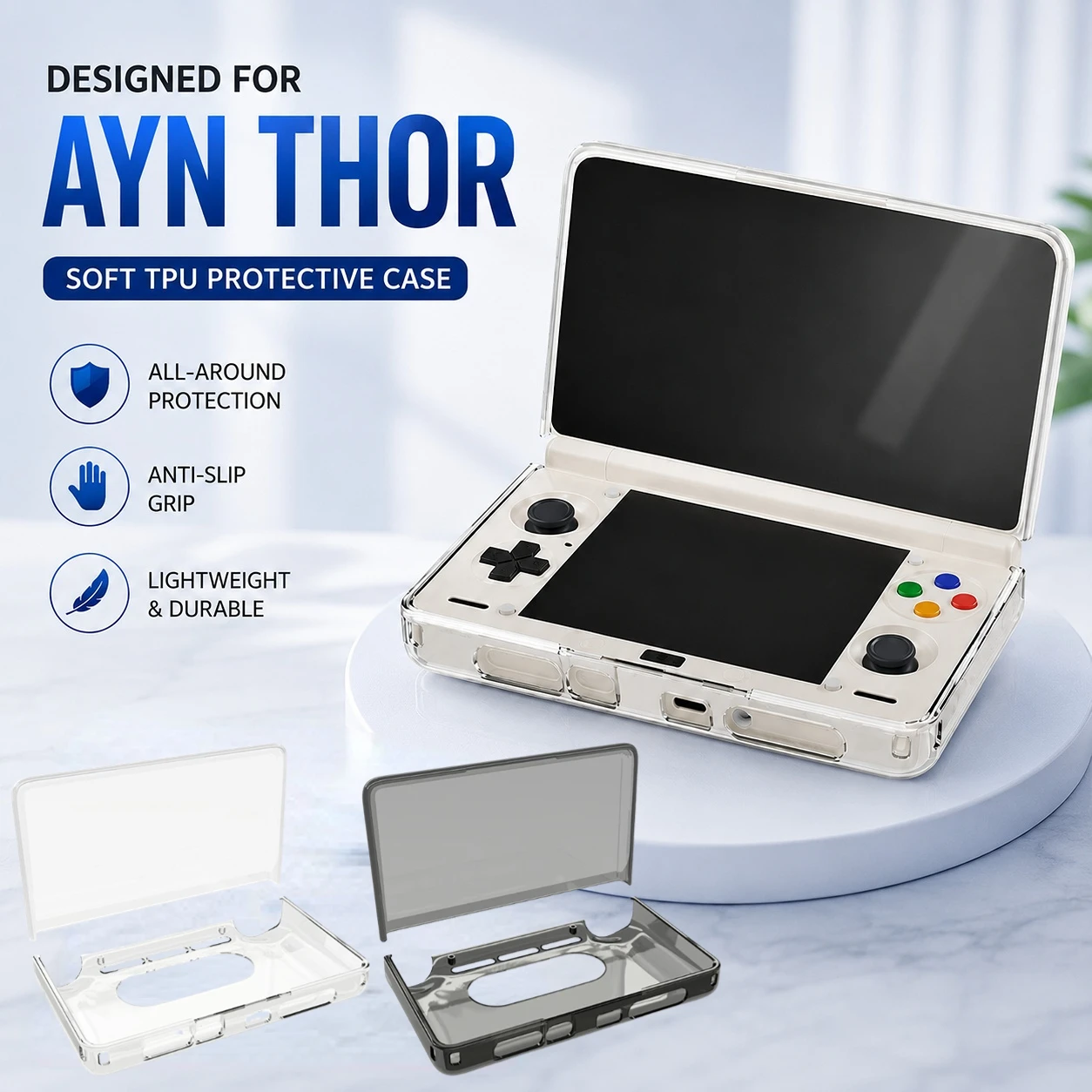 Case For AYN Thor Handheld Game Console Soft TPU Protective Shell Clear Smoke Transparent Anti Slip Grip Cover Accessories