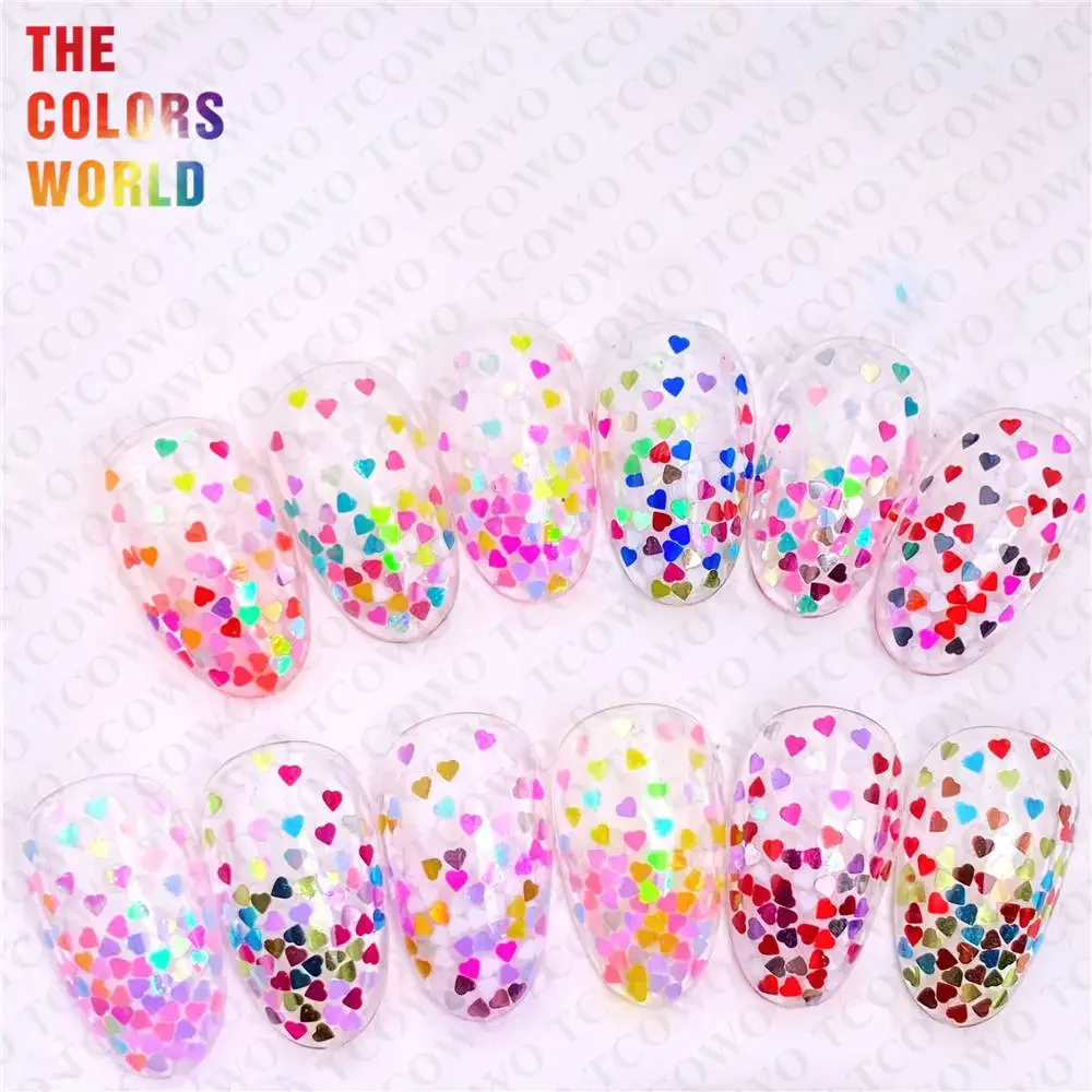 TCT-893 Love Heart Nail Glitter Sequin Heart Glitter Nail Polish For Valentines Day Wedding Party Decoration Textile Resin Art