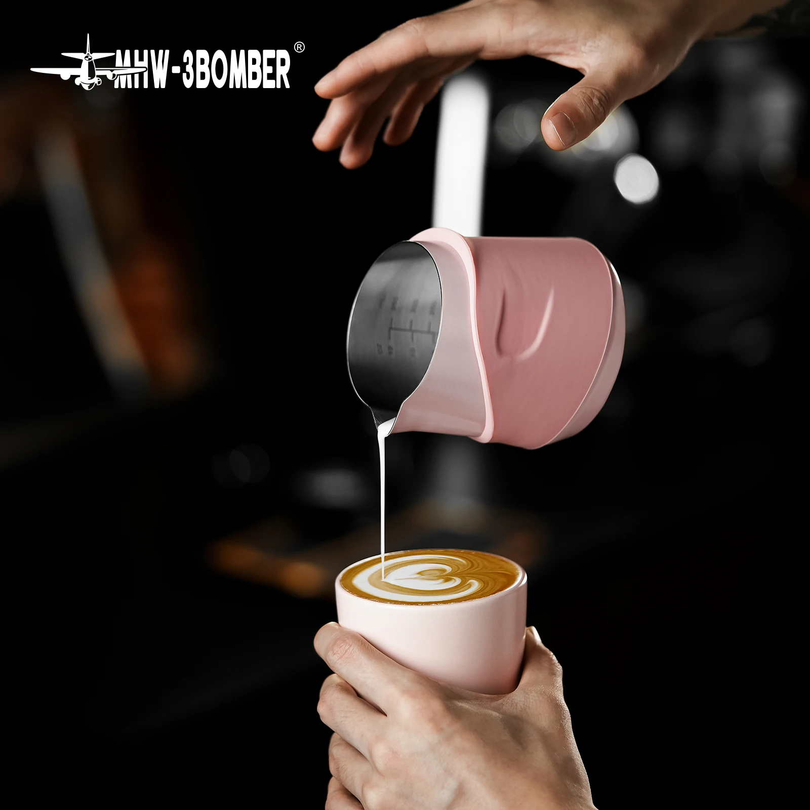 MHW-3BOMBER 400 مللي إبريق مزبد الحليب بدون مقبض إسبرسو تبخير إبريق Frother مع أكمام من السيليكون أدوات باريستا