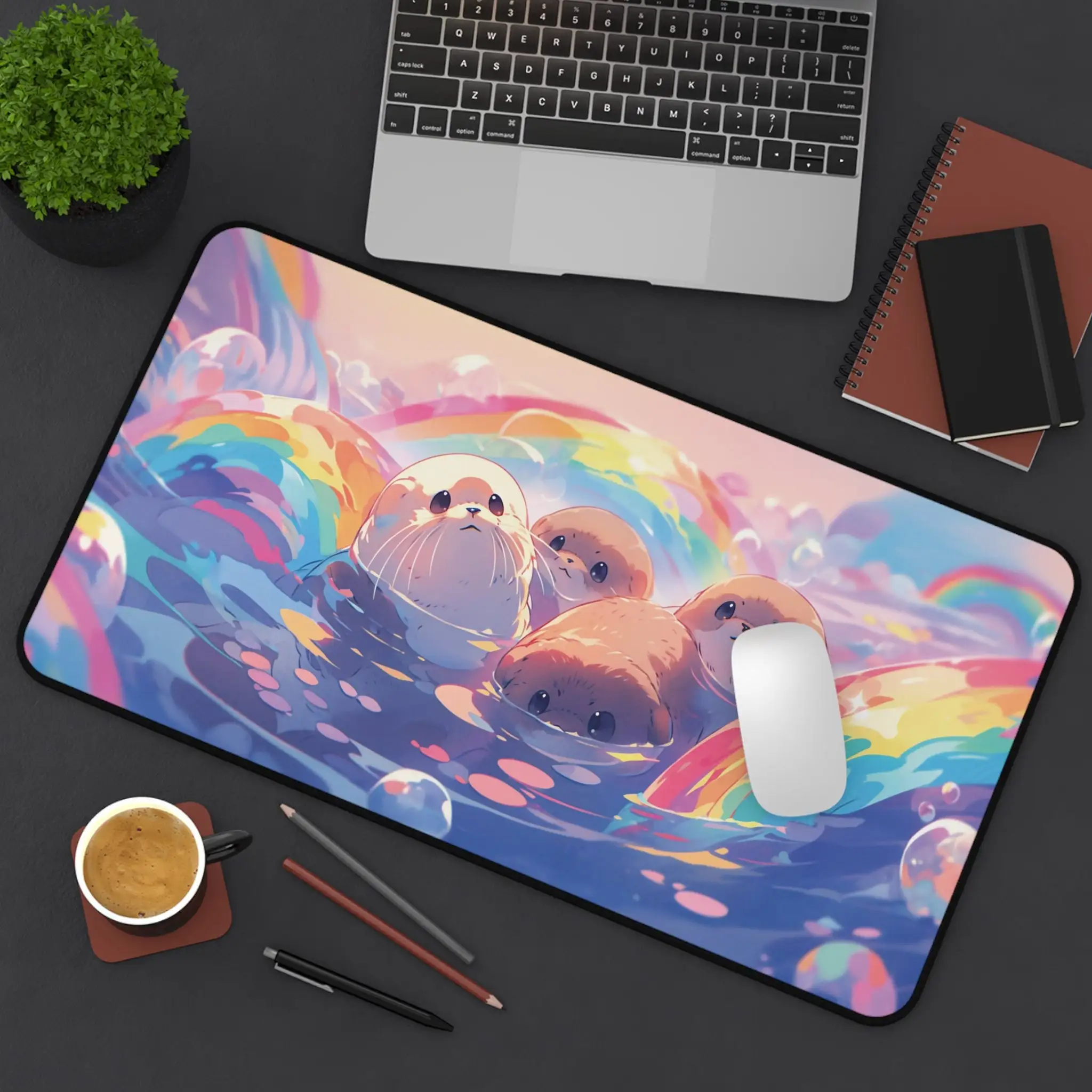 

Cute Otter Table Pad, Cute Anime Otter Rainbow Mouse Pad, XXL Anti-Slip Waterproof Gaming Mouse Pad, Perfect Gift for Friends