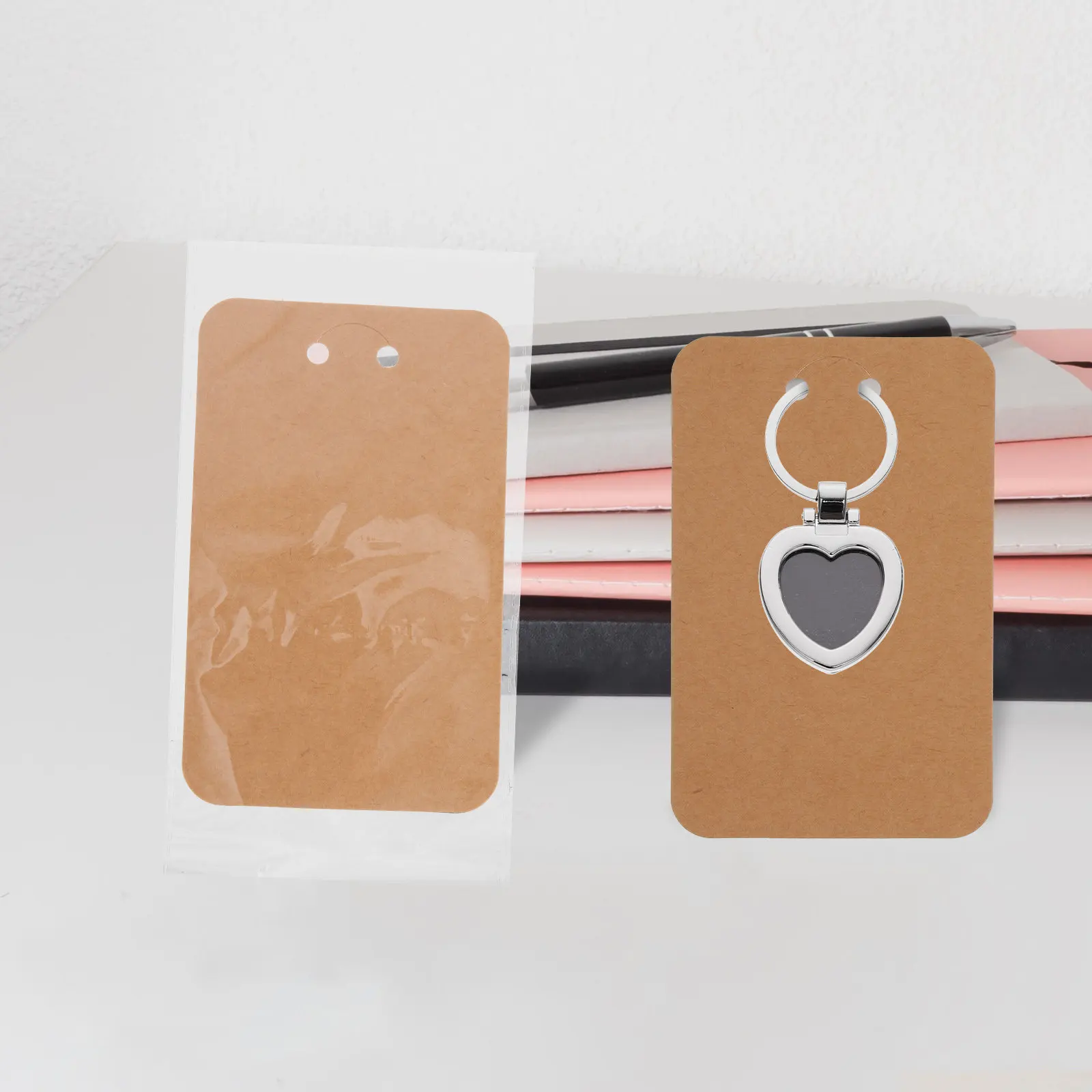 

1Set Keychain Display Cards Paper Keyring Display Cards with Self Sealing Bags Jewelry Packaging for Necklaces Earrings