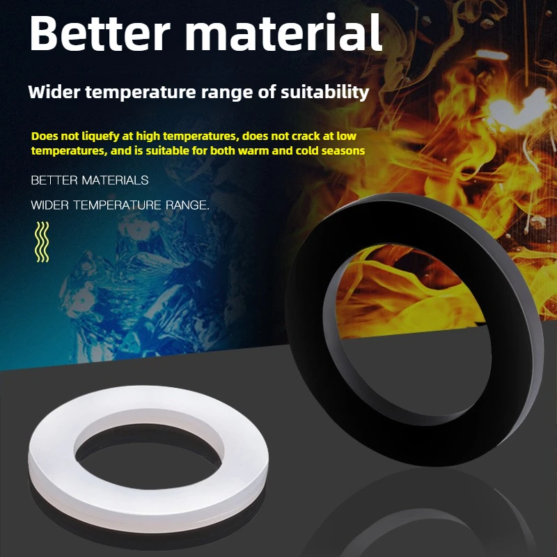 Vedação de junta de silicone resistente ao calor de 1/2 ''3/4'', mangueira de entrada ondulada de 4/6 polegadas com arruelas de borracha e PTFE, preto/branco