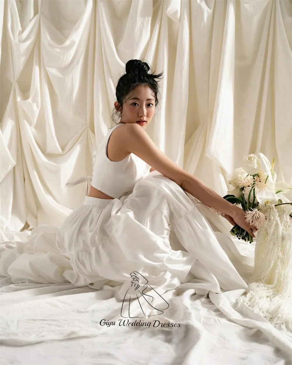 Giyu Customized 2 Pieces Korean Wedding Snap Dresses 2026 Corset Back Sleeveless Japanese Photo Shoot Gown Bridal Party Dresses
