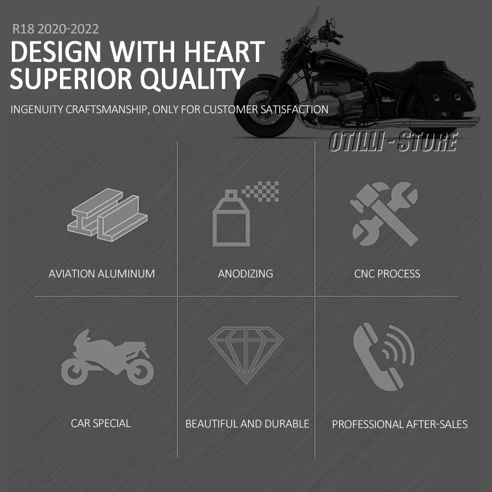 2020 2021 2022 2023 ملحقات الدراجات النارية هيكل المحرك حماية الحرس لوحة التزلج حامي لسيارات BMW R 18 R18 r18 الألومنيوم #2