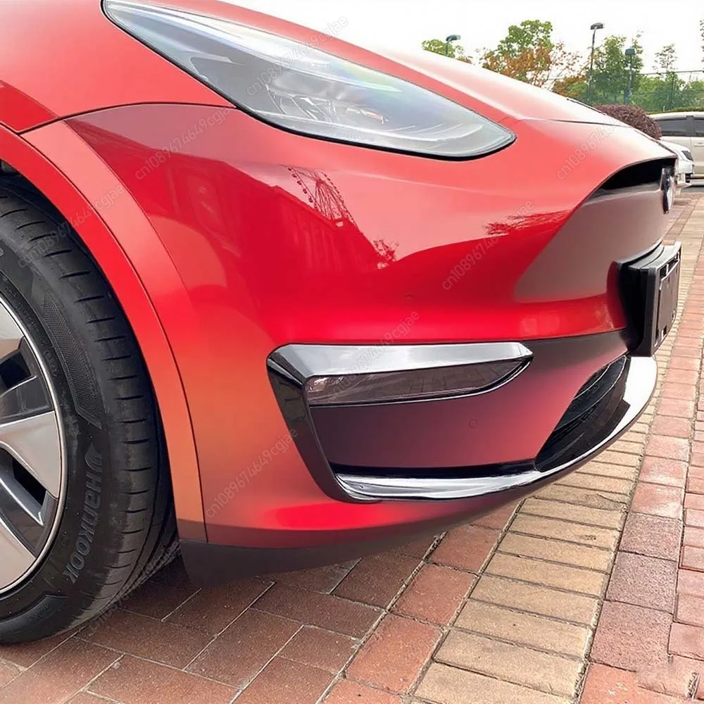 

Для Tesla Model Y 2020-2024 лампы, лезвие, спойлер, ветровой нож, глянцевый черный ABS, комплекты кузова, тюнинг, 2 шт., крышка передней противотуманной фары автомобиля