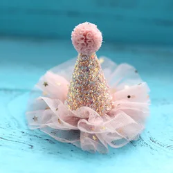1Pcs Crown Princess Cute Girl Hairpin Headbands Lace Shining Star Headwear Hair Accessories for Kids Birthday Party Hat Decor