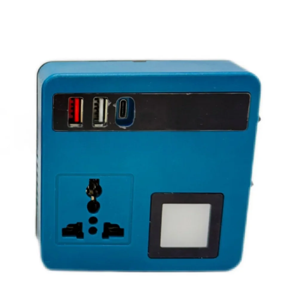 Blue 18-21V Inverter Portable Power Inverter Battery USB-C Power Hub Wide Voltage Compatibility USB-A Output Port