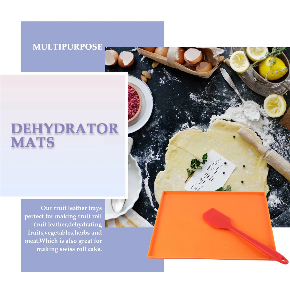 4 fogli di disidratatore in silicone, tappetini disidratatori con bordo per frutta, pelle, frutta liquida, carne, erbe con raschietto