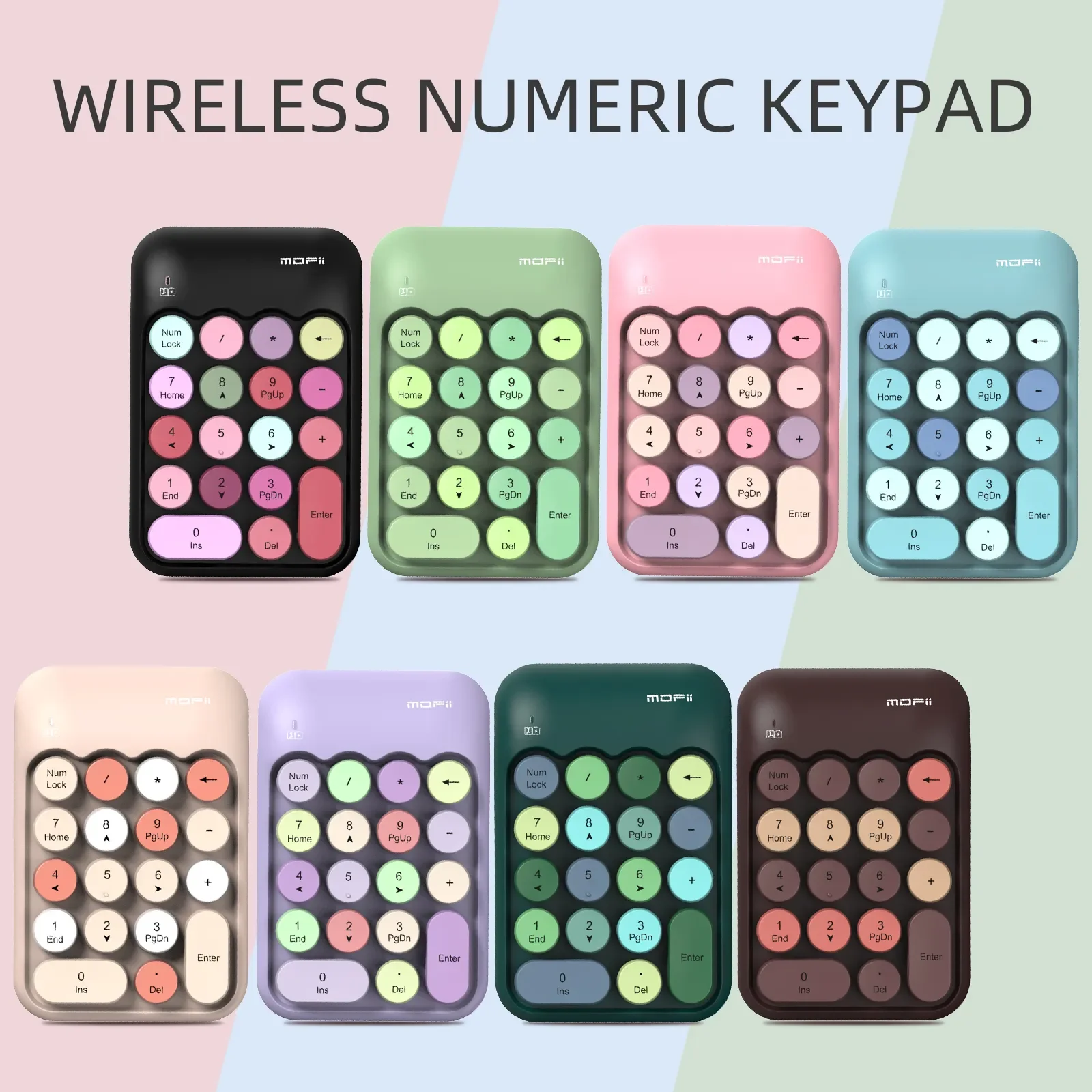 MOFII Wireless Numeric Keypad,Colorful Retro Mini Portable Numeric Keypad,2.4G Wireless External Keyboard for Computer,Laptop