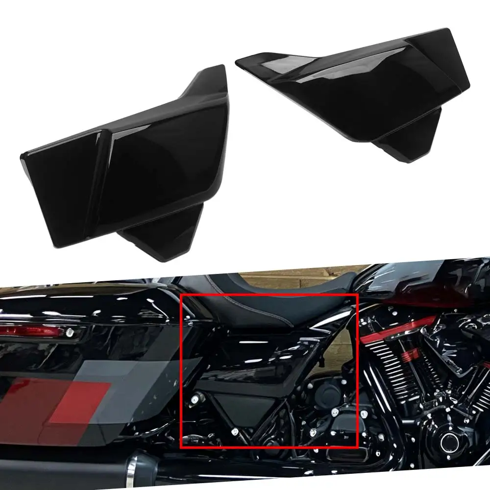 Left & Right Battery Side Covers Panels Compatible For Harley Touring Road Glide Street Glide 2023-2025 Abs Plastics Vivid Black