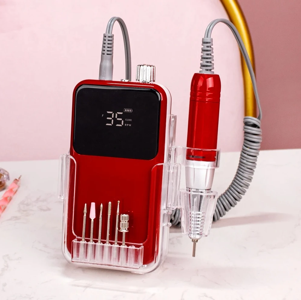 

Перезаряжаемая дрель для ногтей, 35000 об/мин, портативная электрическая дрель для ногтей, маникюрный набор, пилочка для ногтей, набор шлифовальных насадок