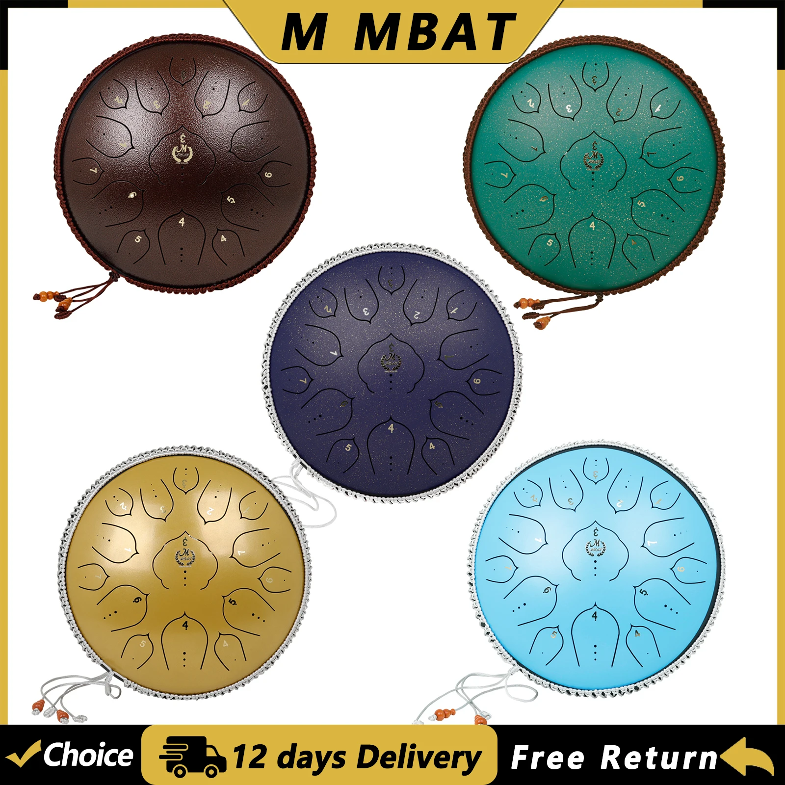 Musical Instrument Handpan - M MBAT Tambor de Lengua de