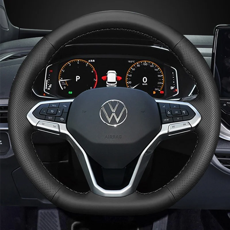 Customized Hand Sewing Car Steering Wheel Cover for Volkswagen CC Teramont Tayron Sagitar Lamando Magotan Bora Genuine Leather