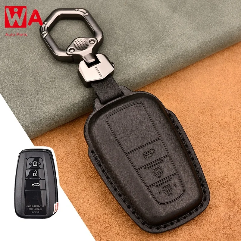 

Genuine Leather Car Remote Key Fob Cover Case For Toyota Camry Prius Corolla C-HR CHR RAV4 Avalon Land Cruiser Prado