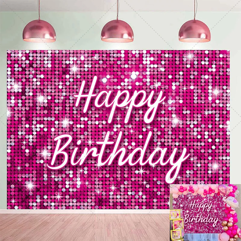 Pink Gold Glitter Bokeh Photography Backdrop Happy birthday Shiny Dot Background For Gir Woman Birthday Party Decor Photo Studio