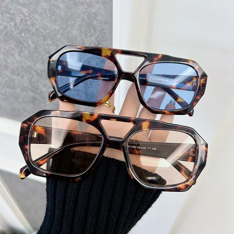 2 Pcs Cool Square Designer Sunglasses Women Men Leopard Frame Beautiful Sun Glasses Female Male Brand Fashion Oculos