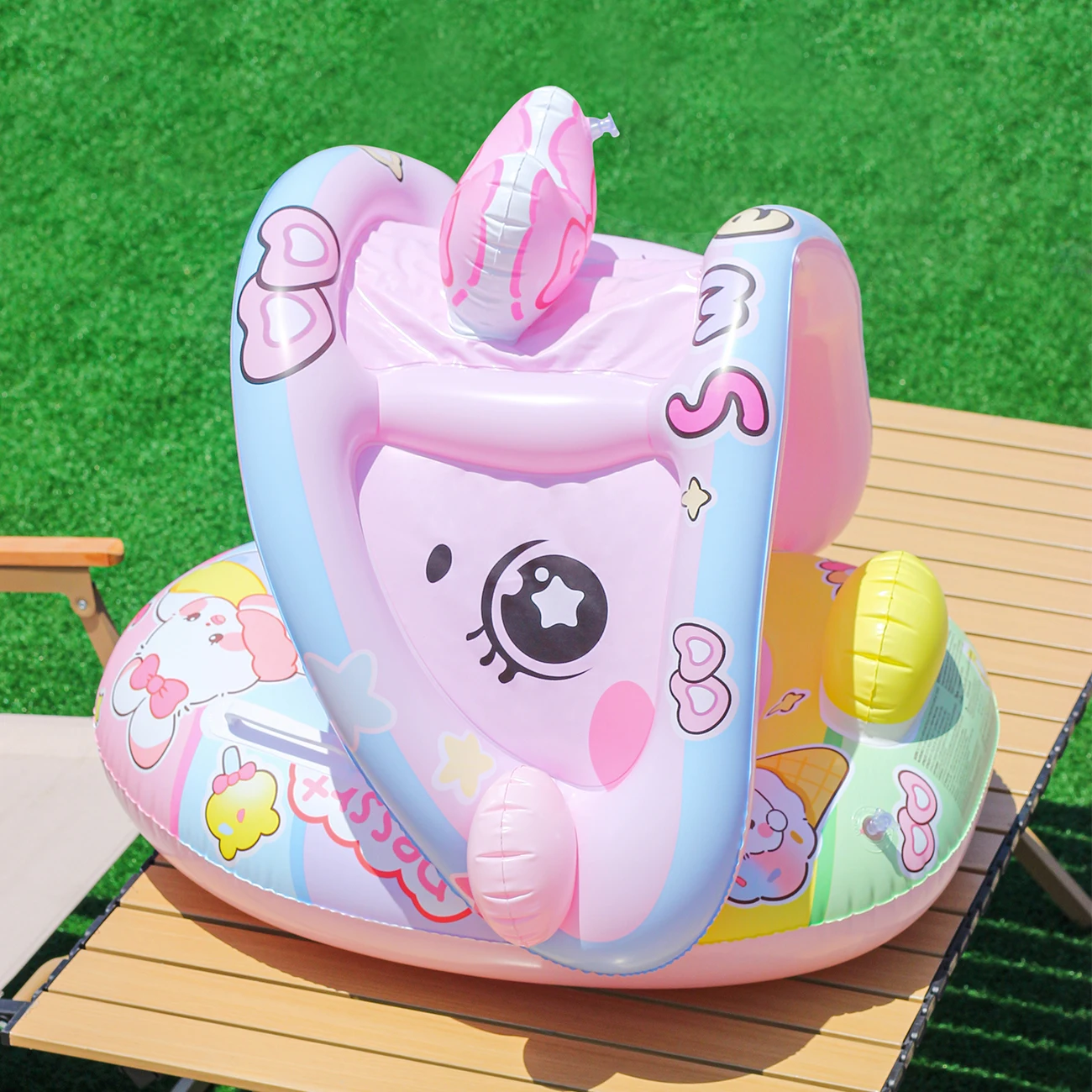 Flotteurs de piscine en forme de lapin, anneau de bain d'été, aide à la natation sur la plage et la piscine, jouets de plage Gea de sécurité aquatique pour fête à la piscine, 1 pièce