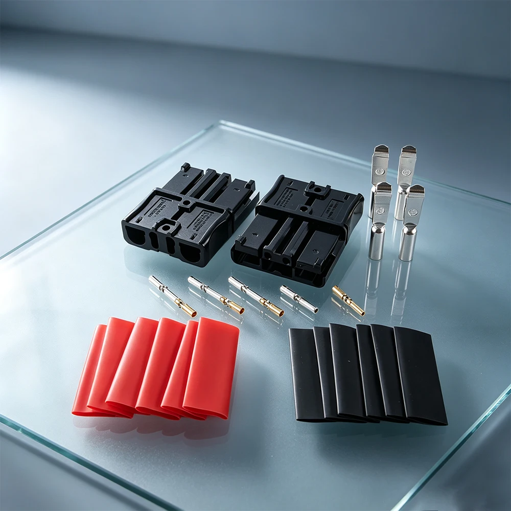 75A 600V 2-Pole Lithium Battery Forklift Connector Set 2/4PCS Heavy Duty Quick Connect Power Connector Kit