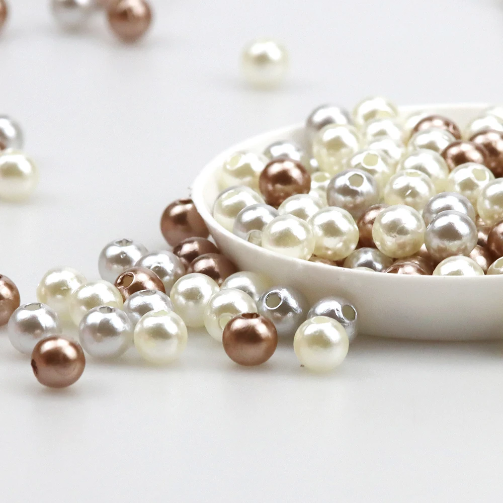 

100/200PCS 6MM Perforated Imitation Pearl Mixed Dispersion Beads Decorate DIY Handmade Jewelry Clothing Jewelry Accessories
