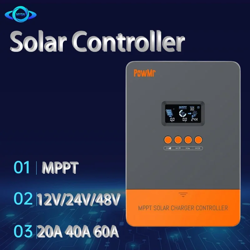 

Solar Charge Controller MPPT 60A 40A 20A LCD Display 12V 24V 48v AUTO Dual USB Solar Charge And Discharge Controller