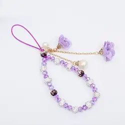 Gorgeous Crystal Flower Lanyard Phone Strap Charm Chain Knot Cellphone Lanyard Keychain Woman Girl Bag Camera Pendant For Case