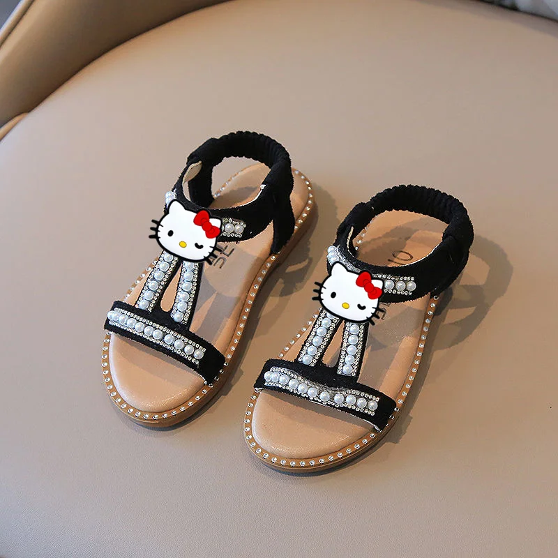 

Новая пляжная обувь принцессы с открытым носком Sanrio, обувь для малышей, сандалии hello kitty для девочек, летние детские тапочки