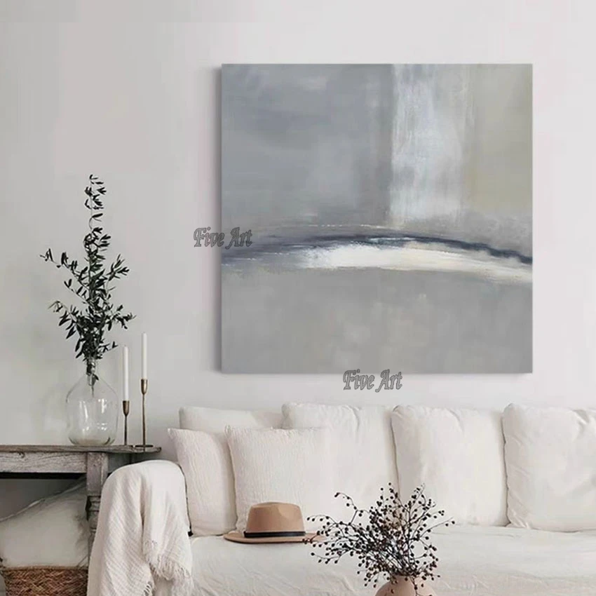 

Gray Simple Home Interior Decoration Accessories Acrylic Painting Abstract Modern Handpainted Designs Picture For Living Room