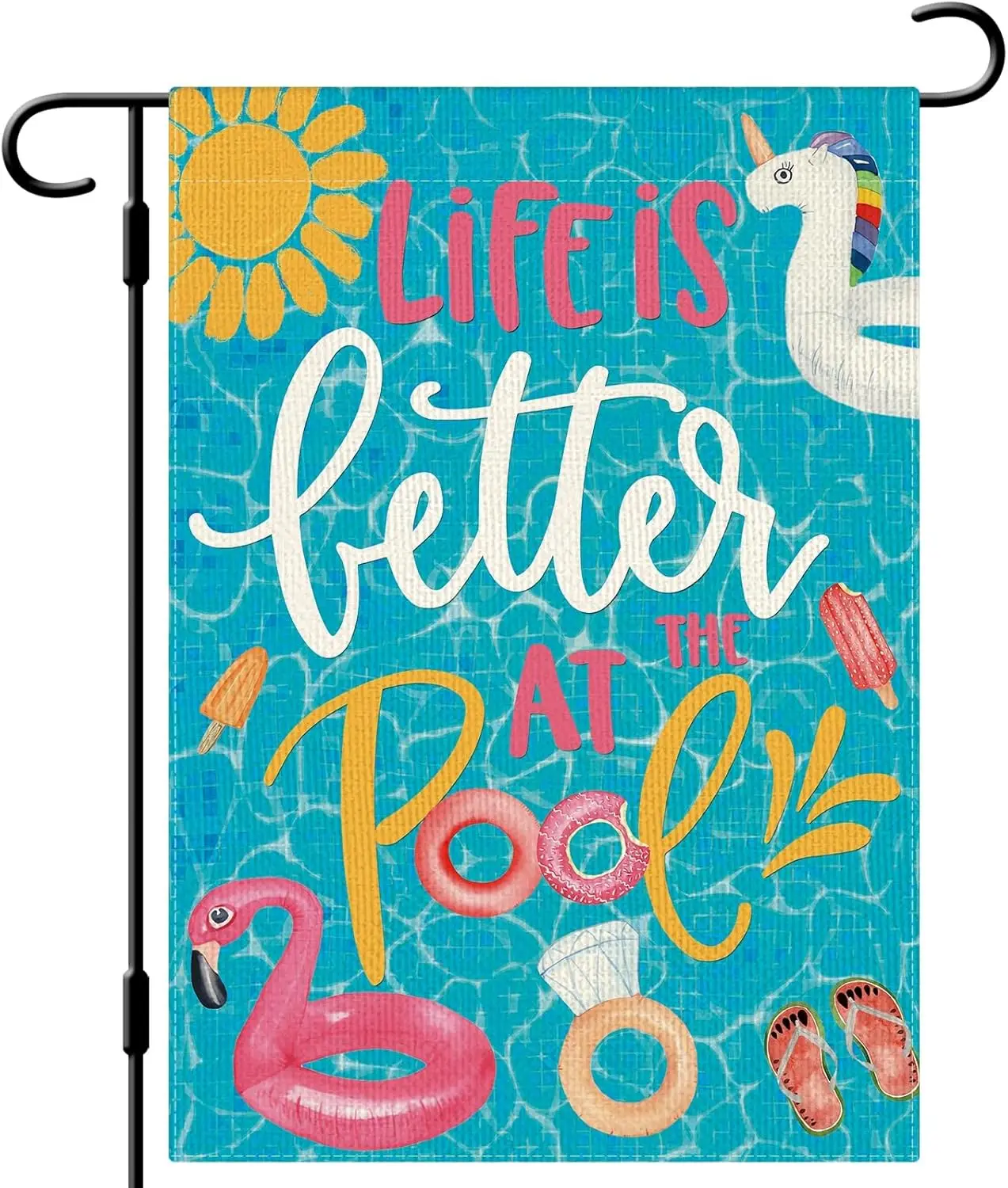 DLZDN Life is Better at the Pool Garden Flag Summer Pool Garden Flag 12×18 Inch Double Sided Vertical Burlap Farmhouse Yard  PPZ