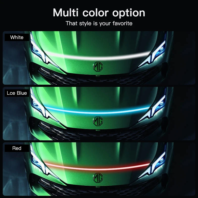 Scan Starting LED Car Hood Light Daytime Running Light Universal Flexible Dynamic Car DRL 12V Ambient Decorative Light Strip view 3