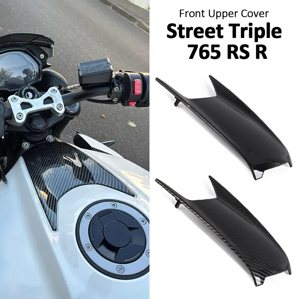 

For Street Triple 765 R 765 RS Black Carbon Fiber Motorcycle Parts Fuel Tank Air Box Front Upper Cover Fairing Cowl 765R 765RS