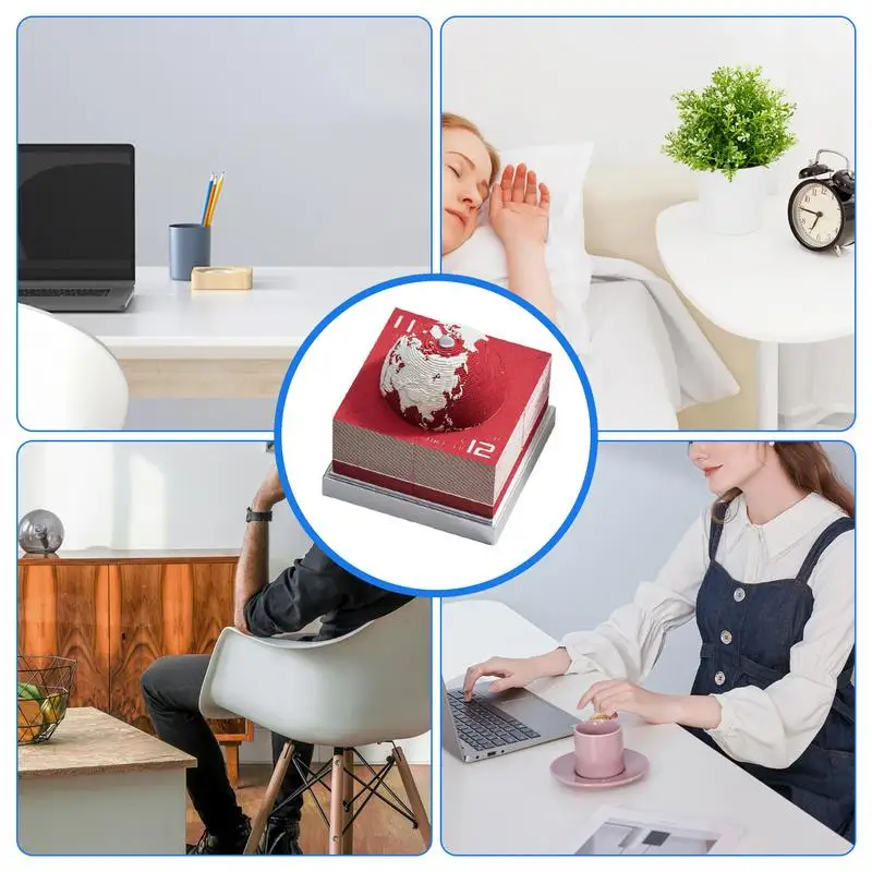 تقويم الأرض 2024 2024 الإبداعية شكل الأرض ساعة التقويم النحت ورقة الأرض نموذج مزق بعيدا ورقة نحت لزجة