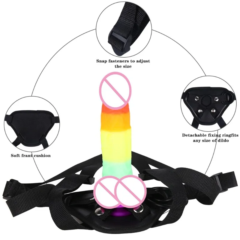 أنثى يرتدي دسار ملون ، سراويل مثلثة قابلة للفصل مع المكونات الشرجية ، دعائم يمزح للزوجين المثليات منتجات الكبار ألعاب جنسية #5