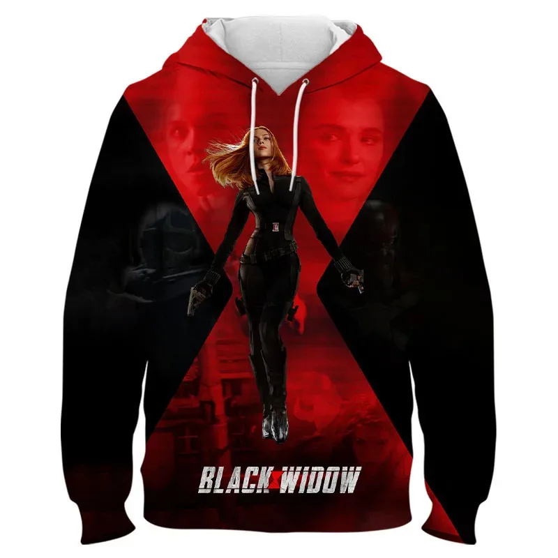 Miniso هوديس الأرملة السوداء فيلم 3D طباعة الشارع الشهير الرجال النساء عارضة أزياء المتضخم بلوزات هوديي الاطفال البلوز