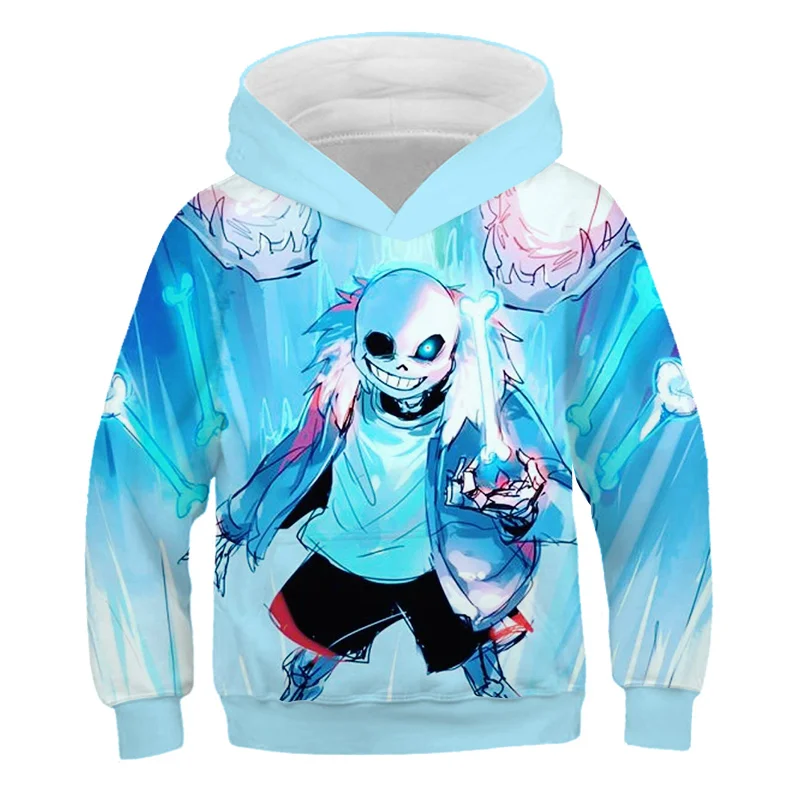 New Undertale Animation Peripheral  Printed Childrens Hooded Sweatshirt Cartoon  Skeleton Brothers Two-dimensional Boys Pullover