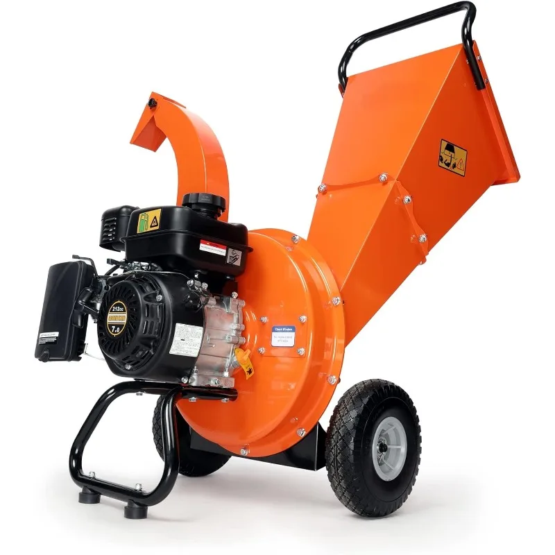 C30 Wood Chipper Shredder Mulcher 7 HP 212cc Heavy Duty Rotor Engine Gas Powered 3 inch Max Wood Diameter Capacity Reduction