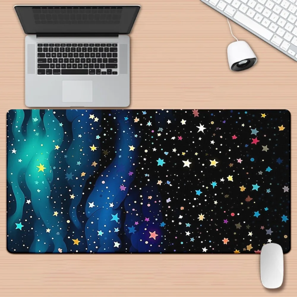 Space Theme Starry Night Rubber XXL Mouse Pad Professional Gaming Desk Mat for Office Desktop Setup