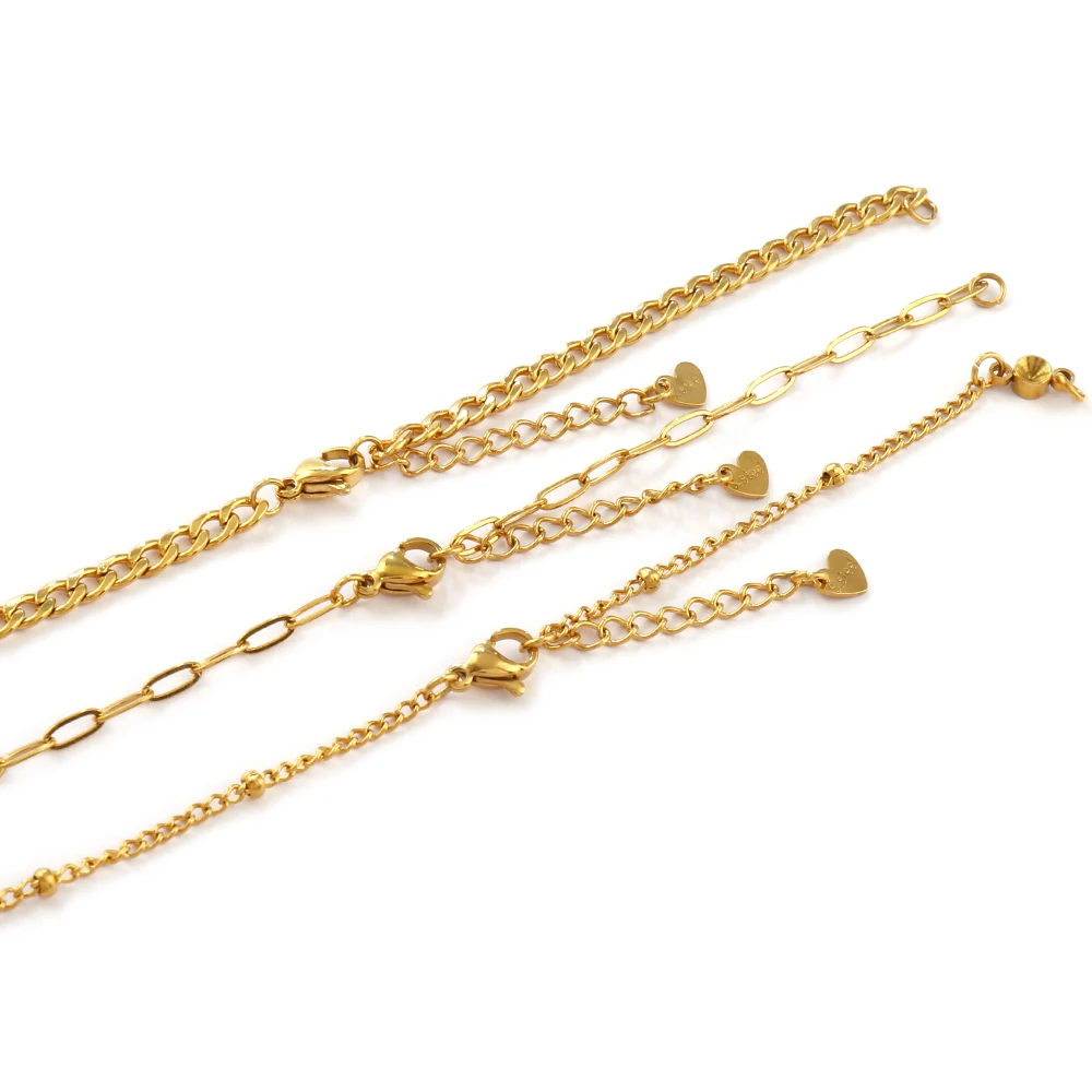 3 قطعة الفولاذ المقاوم للصدأ ربط سلسلة سوار قاعدة DIY بها بنفسك صنع المجوهرات النتائج 18K مطلية بالذهب أساور مجوهرات اكسسوارات #2