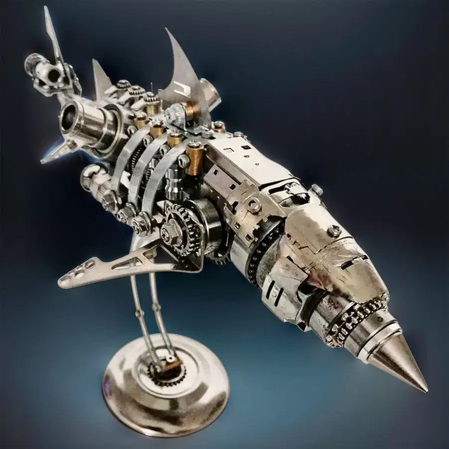 Punk DIY Fish Mechanical Shark Assembly 3D Metal Puzzle Stainless Steel Model Kit Personalized Gift Toy