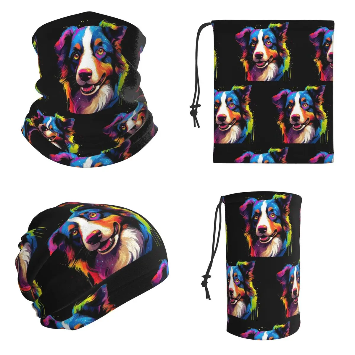 Border Collie Bandana Neck Gaiter Printed Wrap Scarf Warm Headwear For Men Women Adult Breathable