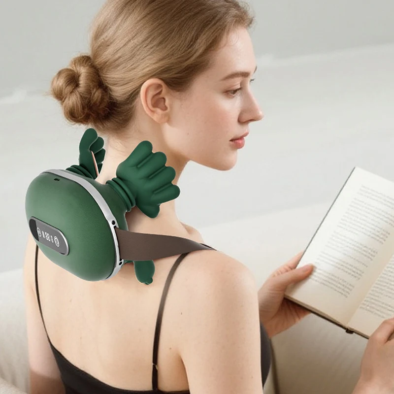 

Upgraded with LED screen, , leather three zone heating Neck Massager With Real Hand Simulation Wireless 4D Massage Design