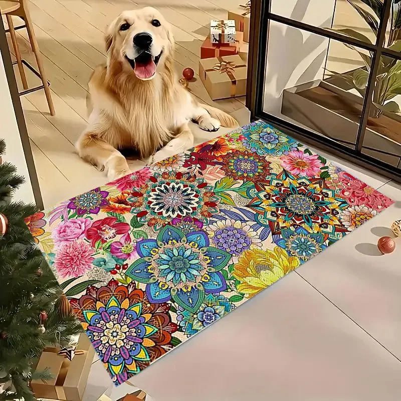 Picnic style decorative floor cover with nostalgic feel suitable for supermarket produce sections mall food courts and gym cafes