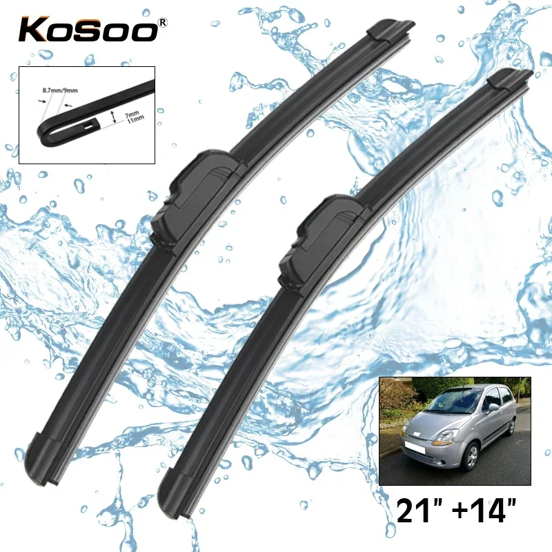 Car Wiper For Chevrolet Matiz 2005-2010 Windshield Rubber Silicon Refill Front Window Wiper 21"+14" Auto Accessories