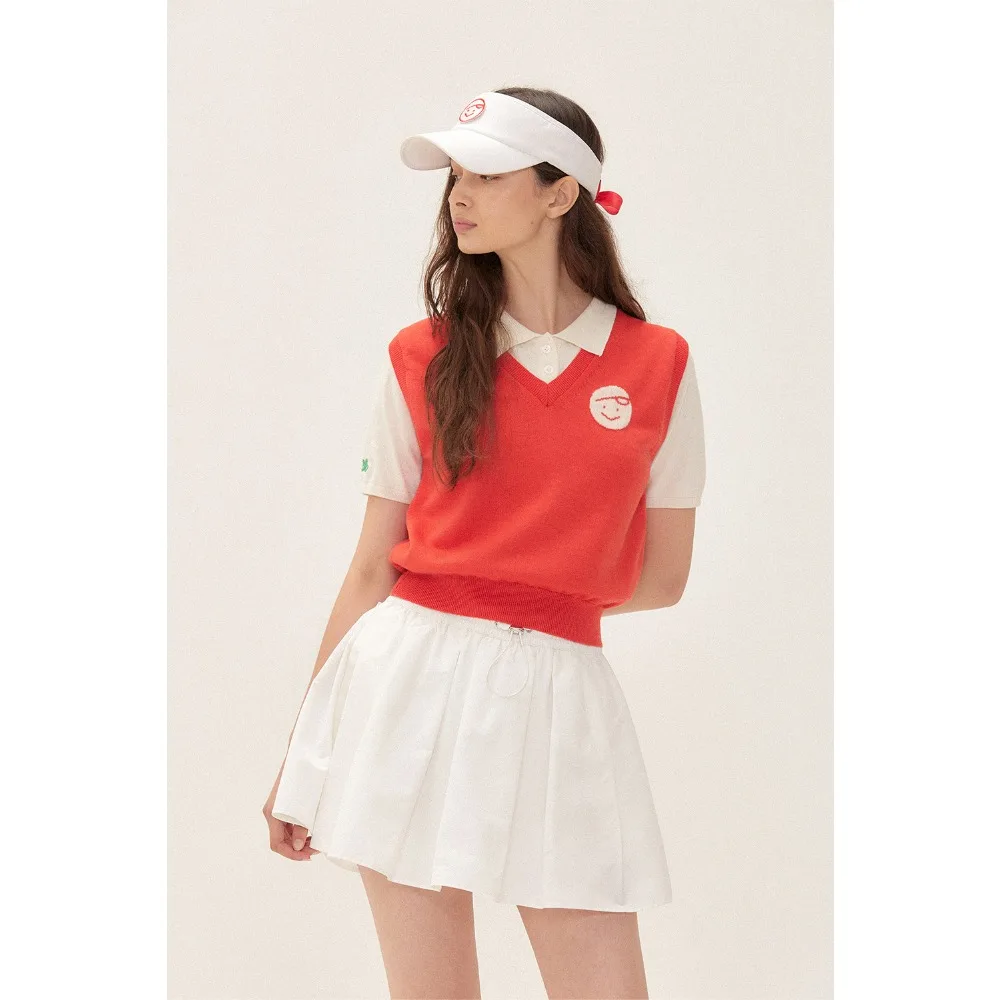 Brindisi haut de gamme! Col en V de luxe avec glaçure pour femme Marque Tendance d'Automne, Design Sportif, Profitez du Golf, Nouveau Style